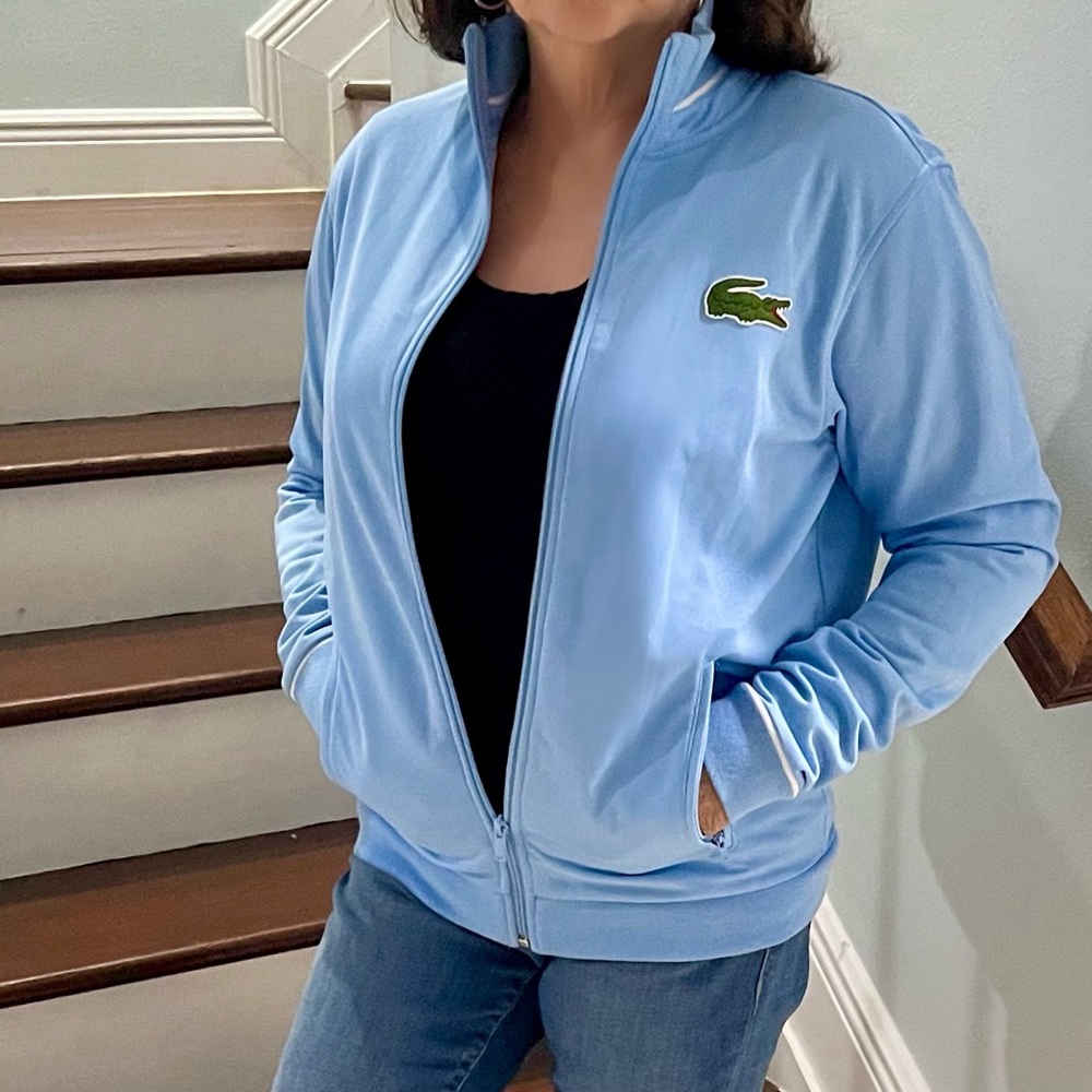 Lacoste Light Blue Track Jacket with Green Crocodile Logo